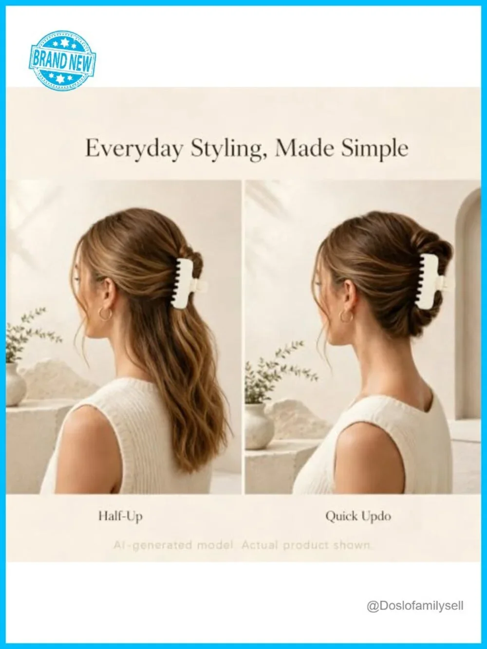 4 Inch Square Hair Claw Clip for Thick Thin Hair, Non Slip Strong Hold, Hair